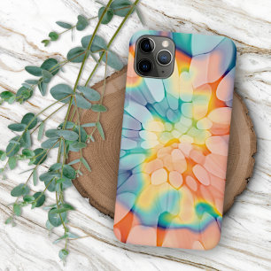 Coque iPhone 11Pro Max Bleu Vert Violet orange Jaune Blanc Tie Dye Art