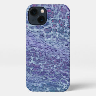 Etui iPhone 13 Bleu & Violet Acrylique Abstrait Fluid Art