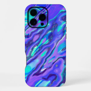 Coque iPhone 16 Pro Max Bleu Violet Coloré Abstrait Texture Marbre Liquide