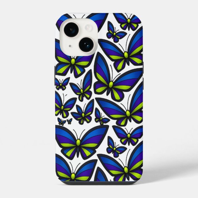 Coque iPhone Bleu Violet Vert Ailes Maintenant (Verso)