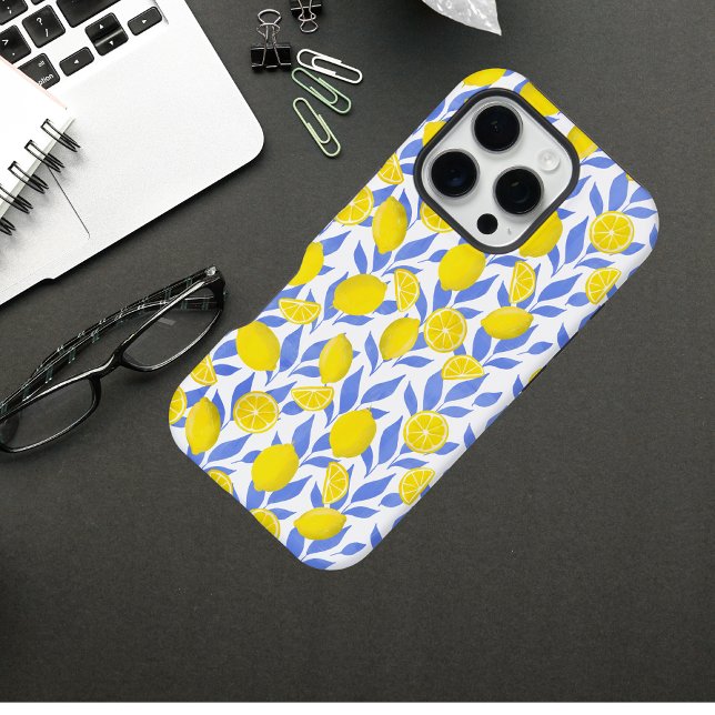 Coque iPhone Bleus Citrons Méditerranée (Créateur téléchargé)