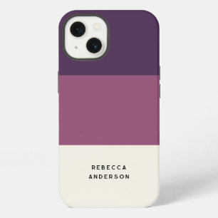 Etui iPhone 13 Bloc de couleur à rayure horizontale violet foncé