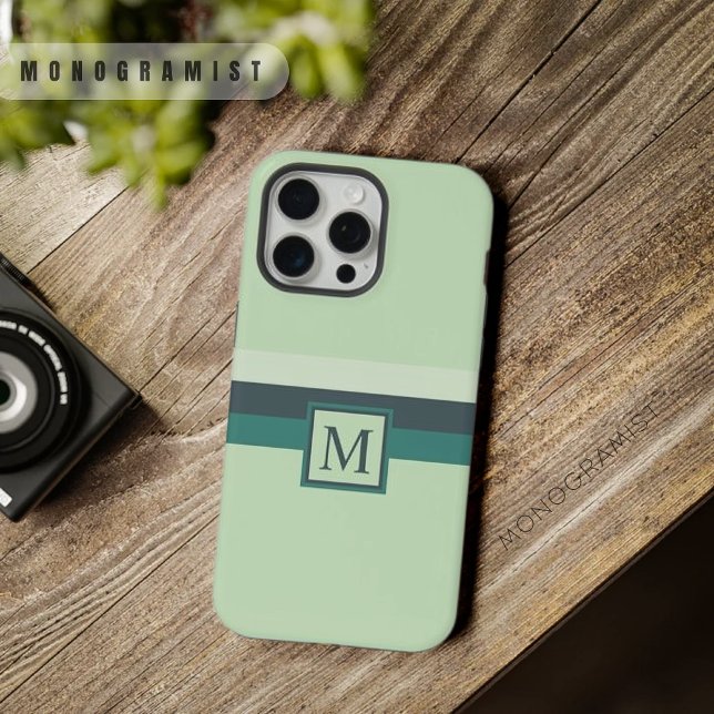 Coque iPhone Bloc de couleur vert sarcelle clair doux personnal (Customizable Light Soft Teal Green Color Block iPhone Case)