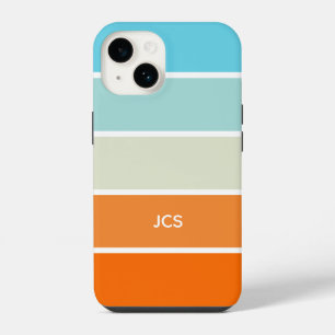Coque Pour iPhone 14 Bloc de couleur vert turquoise moderne orange
