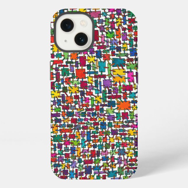 Coque iPhone Blocs connectés colorés (Verso)