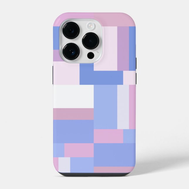 Coque iPhone Blocs de couleur géométriques Rectangles - Rose et (Verso)