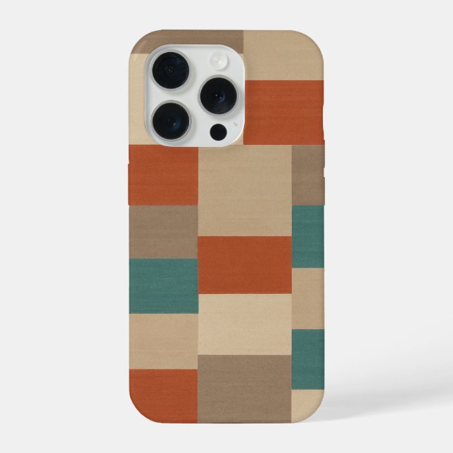 Coque iPhone Blocs Géométriques Modernes Sarcelle & Beige (Verso)