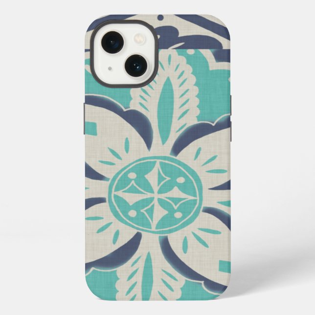 Coque iPhone Blue Batik Tile IV (Verso)