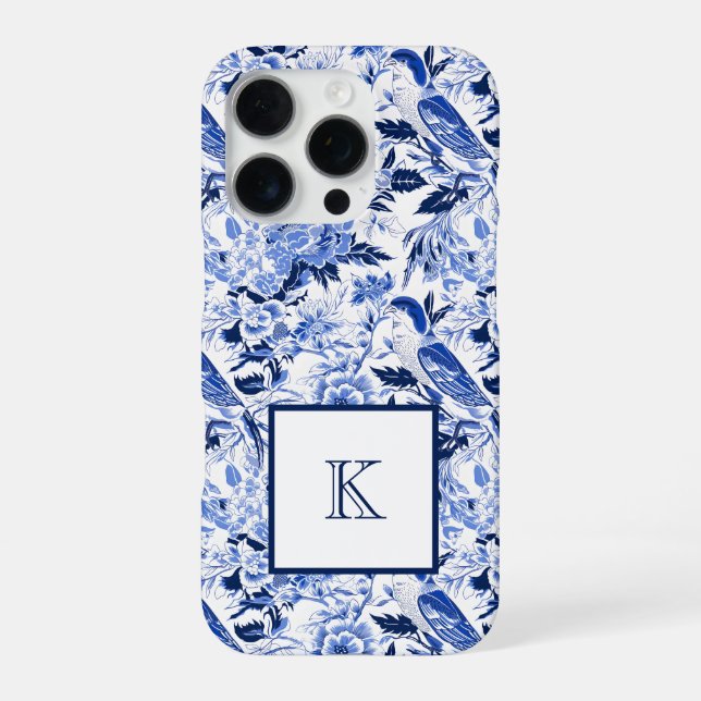Coque iPhone Blue Bird Chinoiserie Monogram  (Verso)