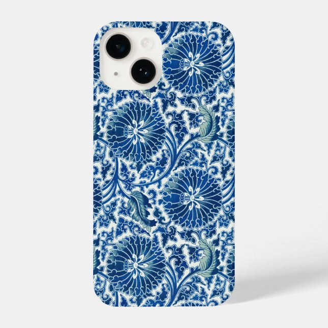 Coque iPhone Blue Chinese Floral Pattern (Verso)