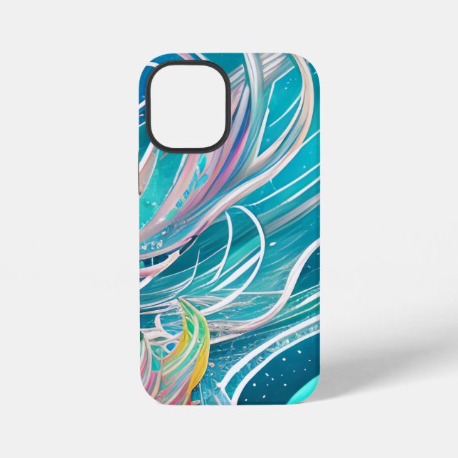 Coque iPhone Blue Coral Beach Art Abstrait (Verso)