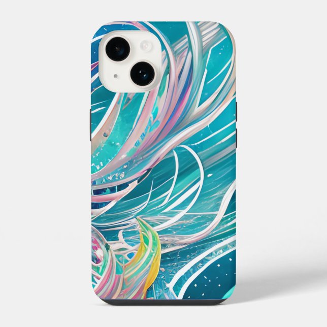 Coque iPhone Blue Coral Beach Art Abstrait (Verso)