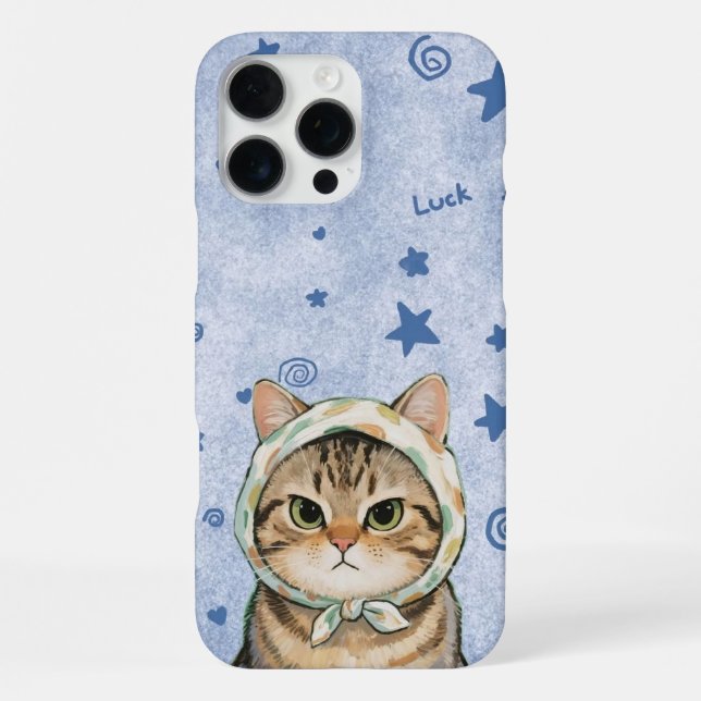 Coque iPhone blue Cute Cat Phone Case Kawaii Kitten Aesthetic (Verso)