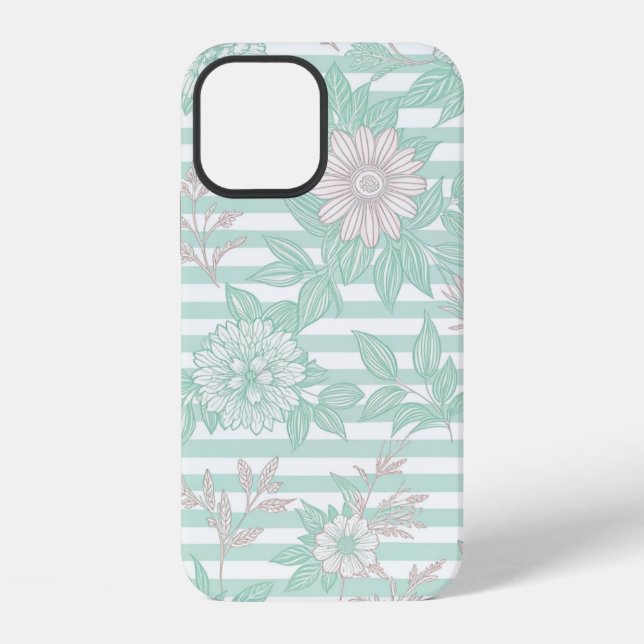 Coque iPhone Blue Floral Minimalist (Verso)