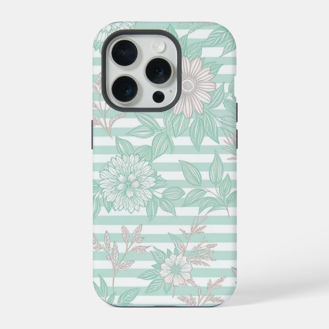 Coque iPhone Blue Floral Minimalist (Verso)
