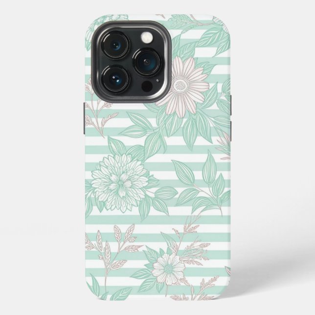 Coque iPhone Blue Floral Minimalist (Dos)