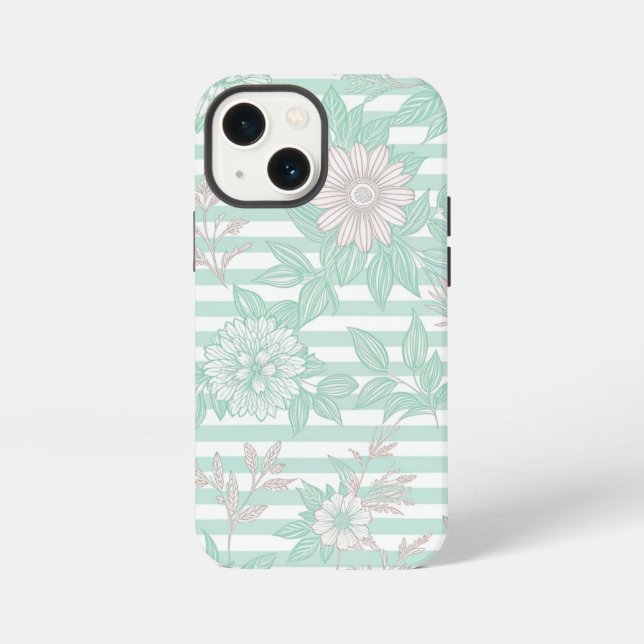 Coque iPhone Blue Floral Minimalist (Verso)