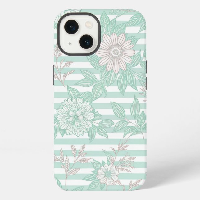 Coque iPhone Blue Floral Minimalist (Verso)