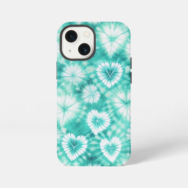 Coque iPhone Blue Hearts Tie Dye (Verso)