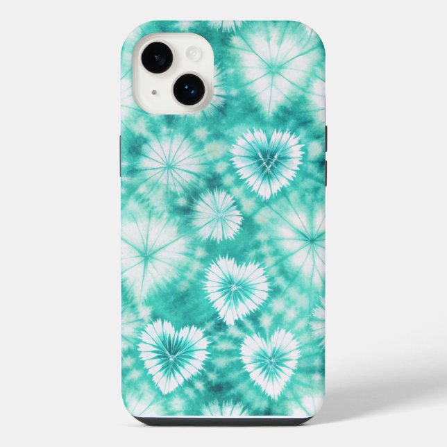 Coque iPhone Blue Hearts Tie Dye (Verso)