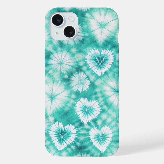 Coque iPhone Blue Hearts Tie Dye (Verso)