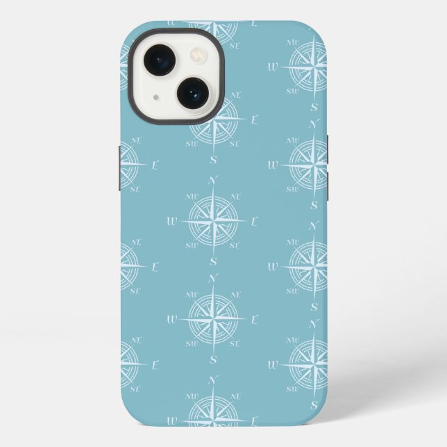 Coque iPhone Blue Nautical Sailing Compass (Verso)