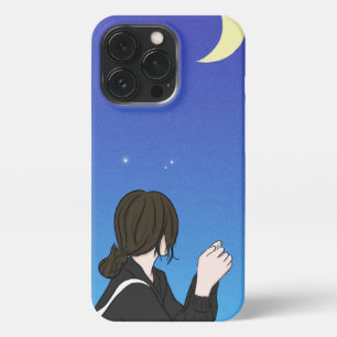 Etui iPhone 13 Pro Blue Night Sky Anime Girl