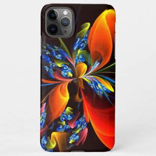 Coque iPhone 11Pro Max Blue Orange Floral Moderne Art Abstrait Motif #03