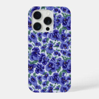 Coque iPhone 15 Pro Blue Pansy Flowers Phone Case
