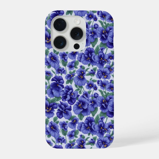 Coque iPhone Blue Pansy Flowers Phone Case (Verso)