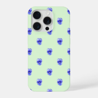 Coque iPhone 15 Pro Blue Pansy on Mint - Phone Case