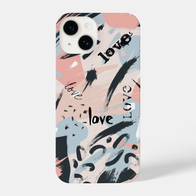 Coque iPhone Blue Pink Black Pastel Abstraction (Verso)