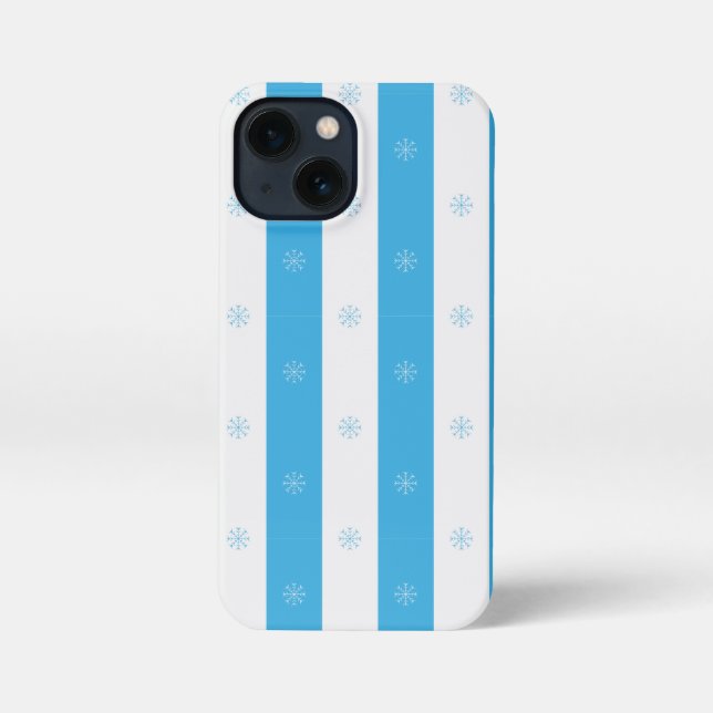 Coque iPhone Blue Stripe Snowflake Seamless Winter Pattern (Verso)