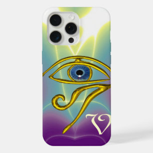 Coque iPhone 15 Pro Max BLUE TALISMAN HORUS YEUX MONOGRAM Turquoise, Viole