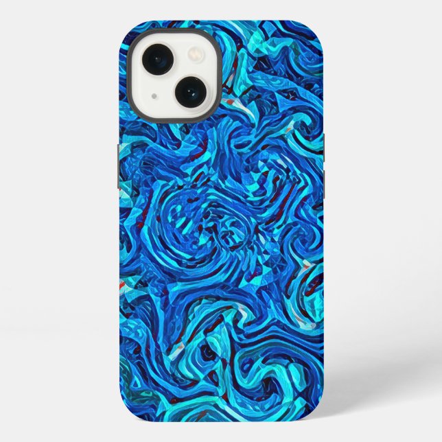 Coque iPhone Blue Tones Liquid Abstrait (Verso)