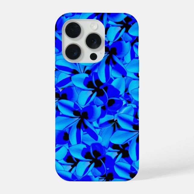 Coque iPhone Blue Tropical Frangipani Flowers, Drinking Glass (Verso)