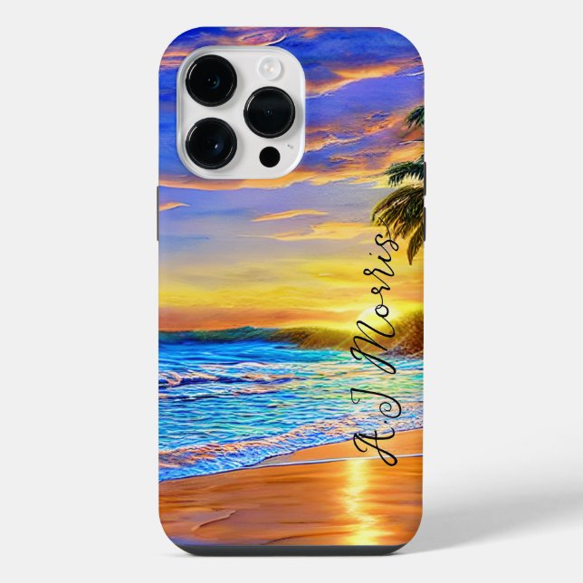 Coque iPhone Blue Turquoise Ocean Sunset (Verso)