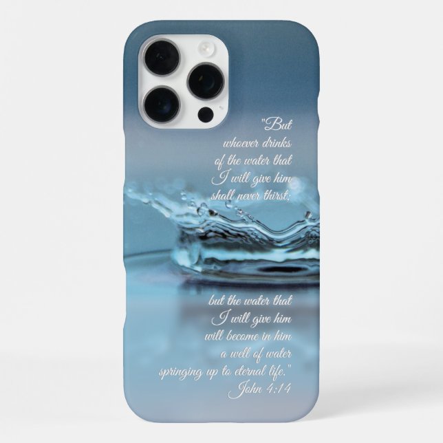 Coque iPhone Blue Water La vie n'a jamais soif Bible Verse John (Verso)