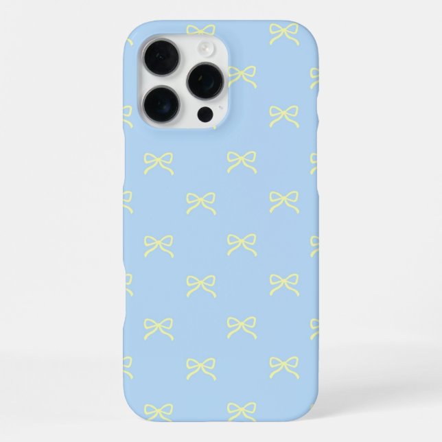 Coque iPhone Blue Yellow Bow Pattern Coquette Girly Spring (Verso)