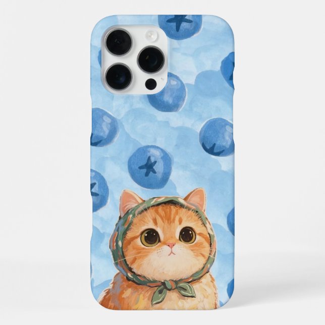 Coque iPhone Blueberry Cute Cat Phone Case Kawaii Kitten  (Verso)