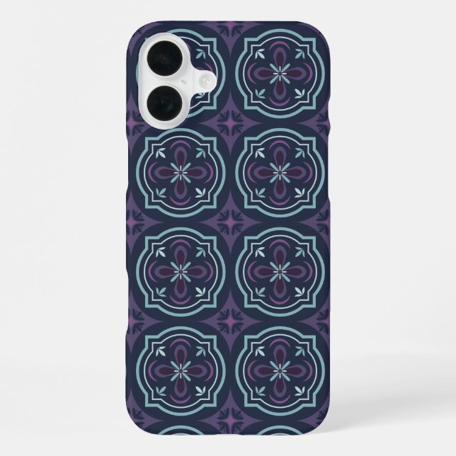 Coque iPhone blueish floral tiling pattern (Verso)