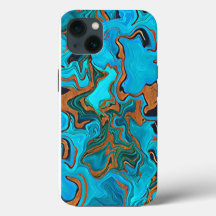 Blues Golds et Greens Liquid Abstrait