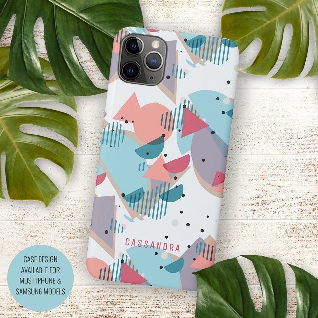 Coque iPhone Blush bleu sarcelle personnalisé orange rose mosaï (Créateur téléchargé)