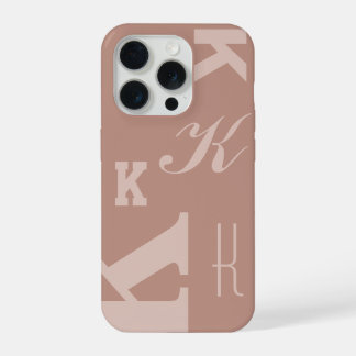 Coque iPhone 15 Pro Blush Initiale Personnalisée, Choisissez Votre Let