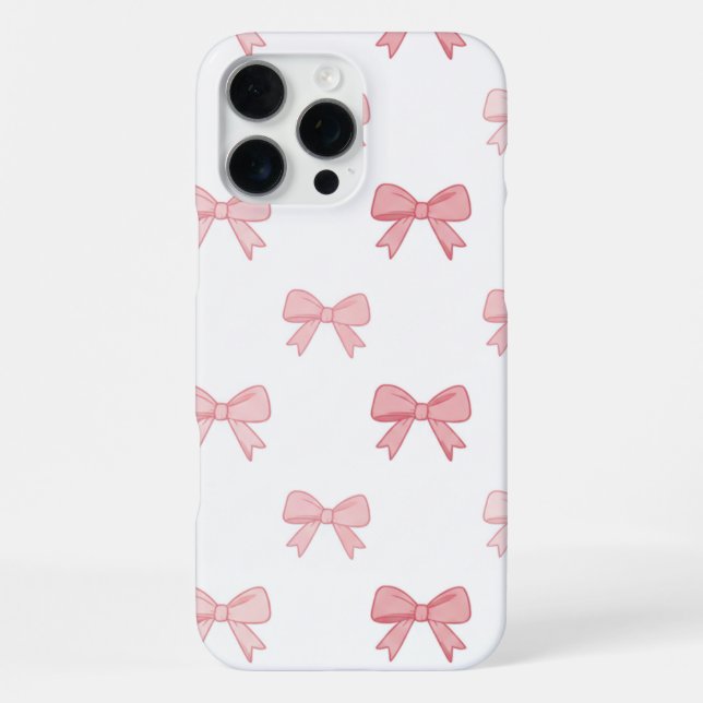 Coque iPhone Blush Pink Coquette Bow Pattern Elegant Phone Case (Verso)