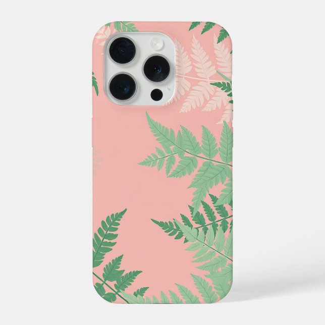 Coque iPhone Blush Pink Fern Leaf Botanical Sage Green Modern  (Verso)