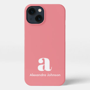 Etui iPhone 13 Blush Pink Nom initial Monogramme Minimal Moderne