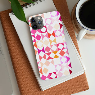 Coque iPhone 16 Pro Max Blush rose corail rouge orange mosaïque motif arti