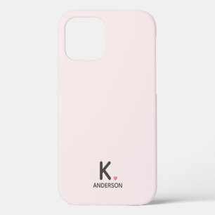 Coque iPhone 12 Blush rose monogramme cœur Féminin Mignon