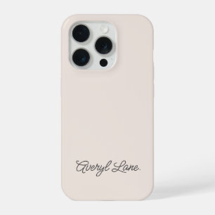 Coque iPhone 15 Pro Blush Rose Monogramme Moderne Féminin Minimaliste